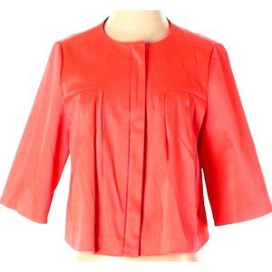 VTG By Malene Birger Womens Coral Red Cropped Pleated Swing Jacket 8/42 Glam